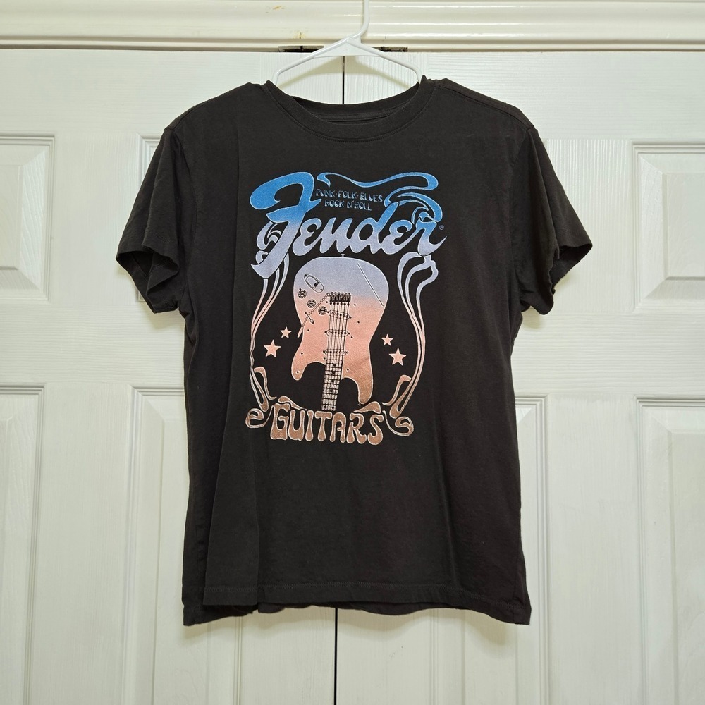 Fender Guitars Graphic Tee Shirt Mens Medium Mad Engine Black Rock Roll Poster